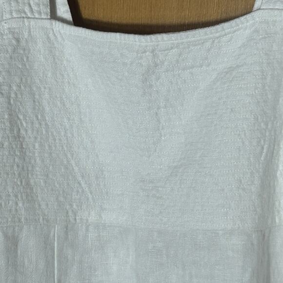 MADEWELL Square Neck Mini Dress Back Cutout White 100% Linen Women Size 14 NEW - Picture 3 of 9
